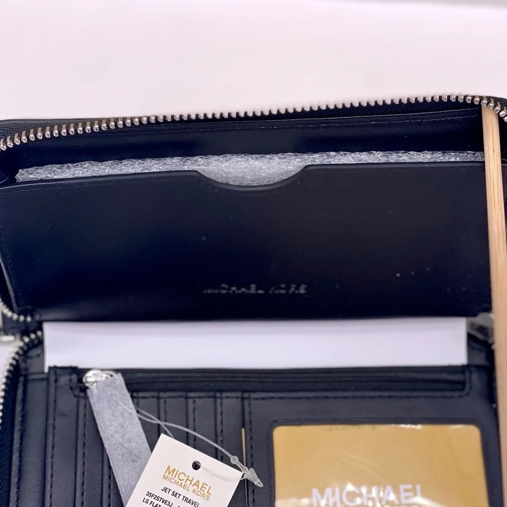 Michael Kors Jet Set Travel Wallet Phone Case Wristlet Glimmer MK Print